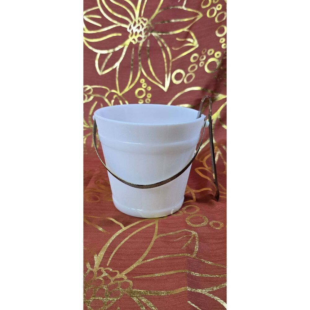 Vintage White Milk Glass Ice Bucket